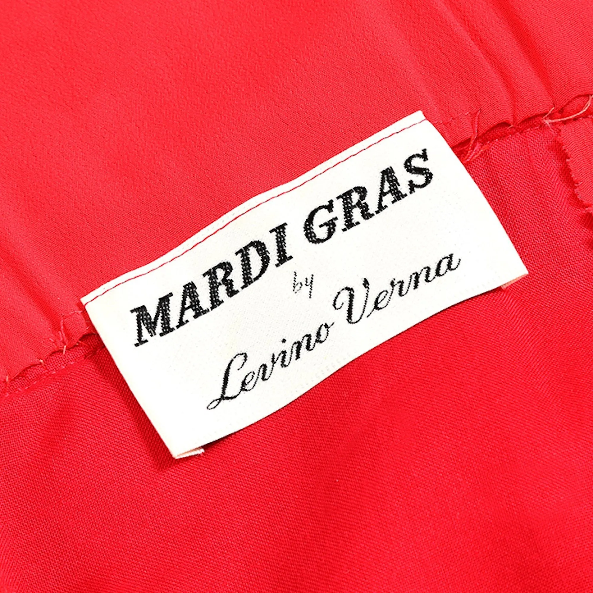 1960s Mardi Gras By Levino Verna Red Silk Chiffon Empire Line Gown