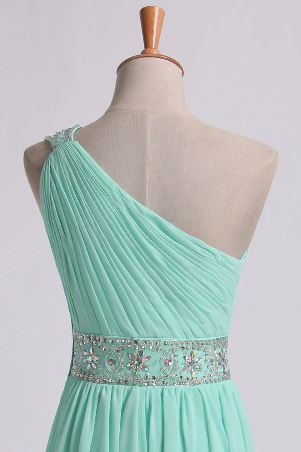 2024 Prom Dresses One Shoulder A-Line Chiffon With Beading&Sequins Floor PH9RME9C