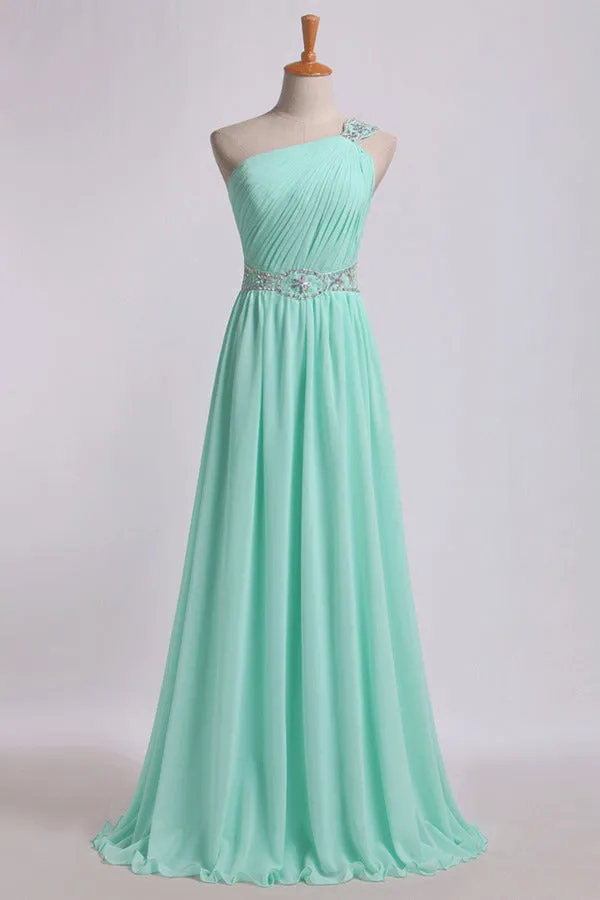 2024 Prom Dresses One Shoulder A-Line Chiffon With Beading&Sequins Floor PH9RME9C