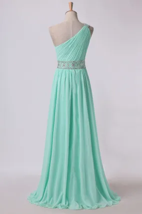 2024 Prom Dresses One Shoulder A-Line Chiffon With Beading&Sequins Floor PH9RME9C