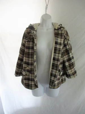 7 SEVEN FOR ALL MANKIND hooded flared jacket coat PLAID CHECK M