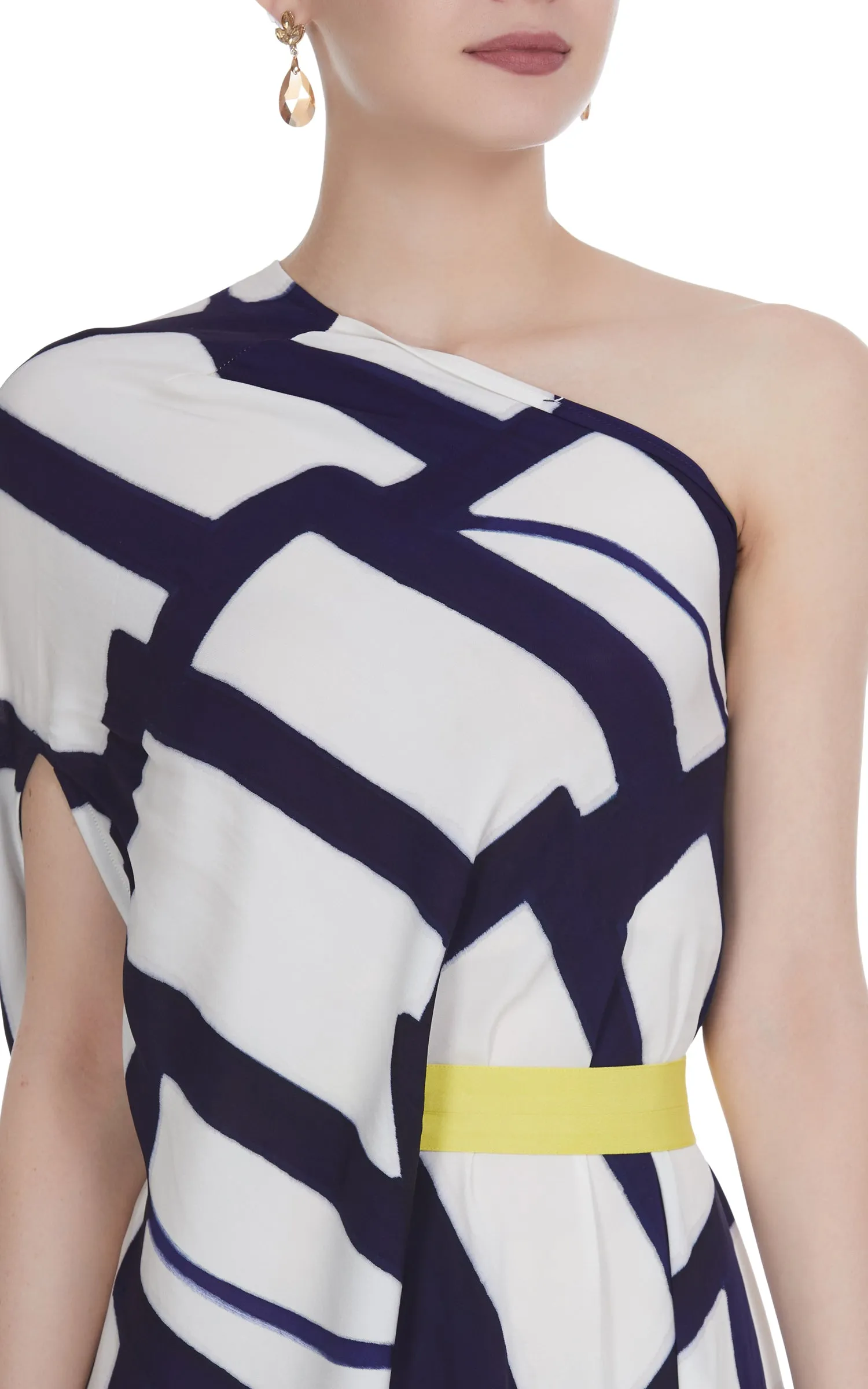 Abstract Printed One Shoulder Dress