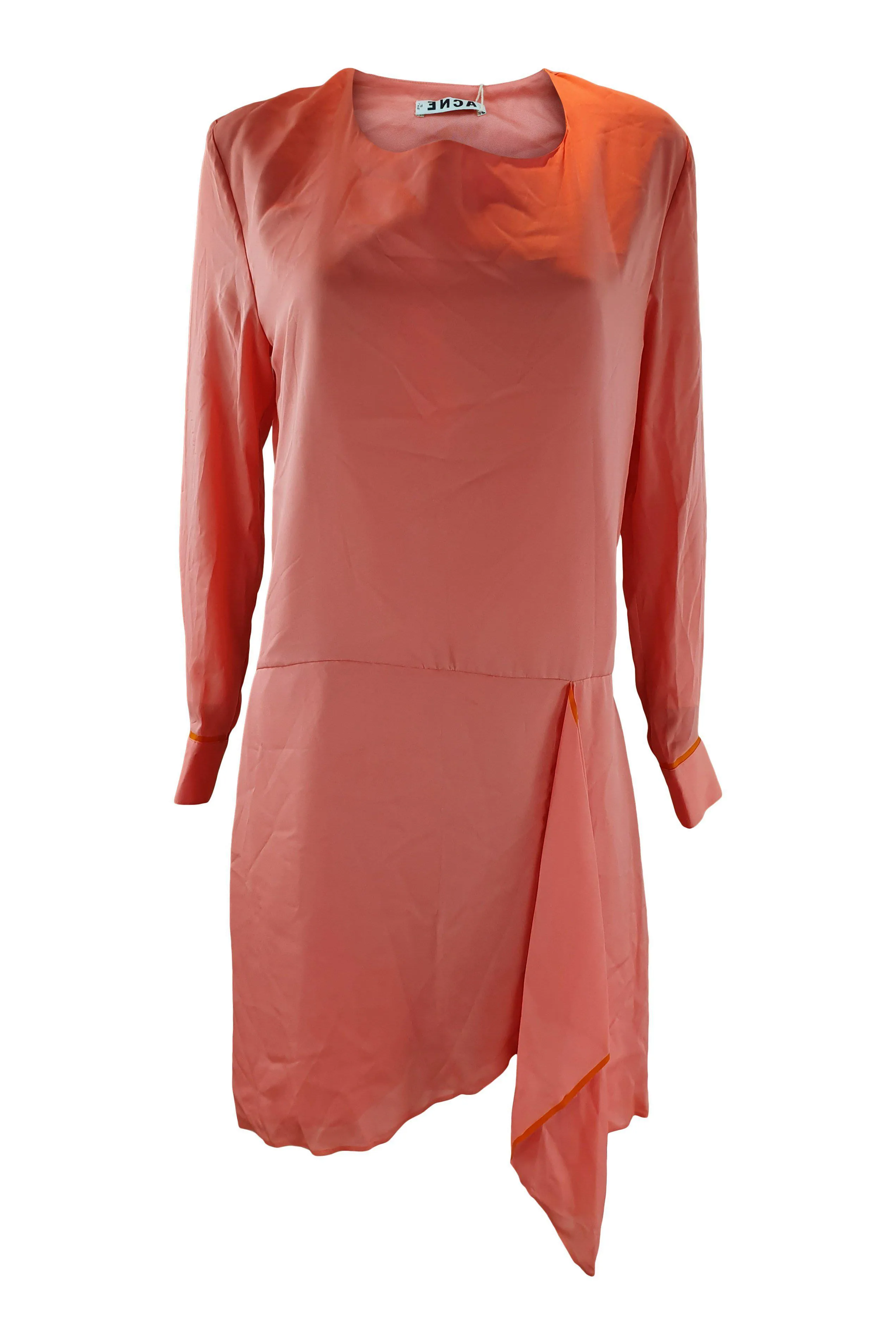 ACNE Pink Adelle Tape Open Back Long Sleeved Chiffon Dress (F 36)