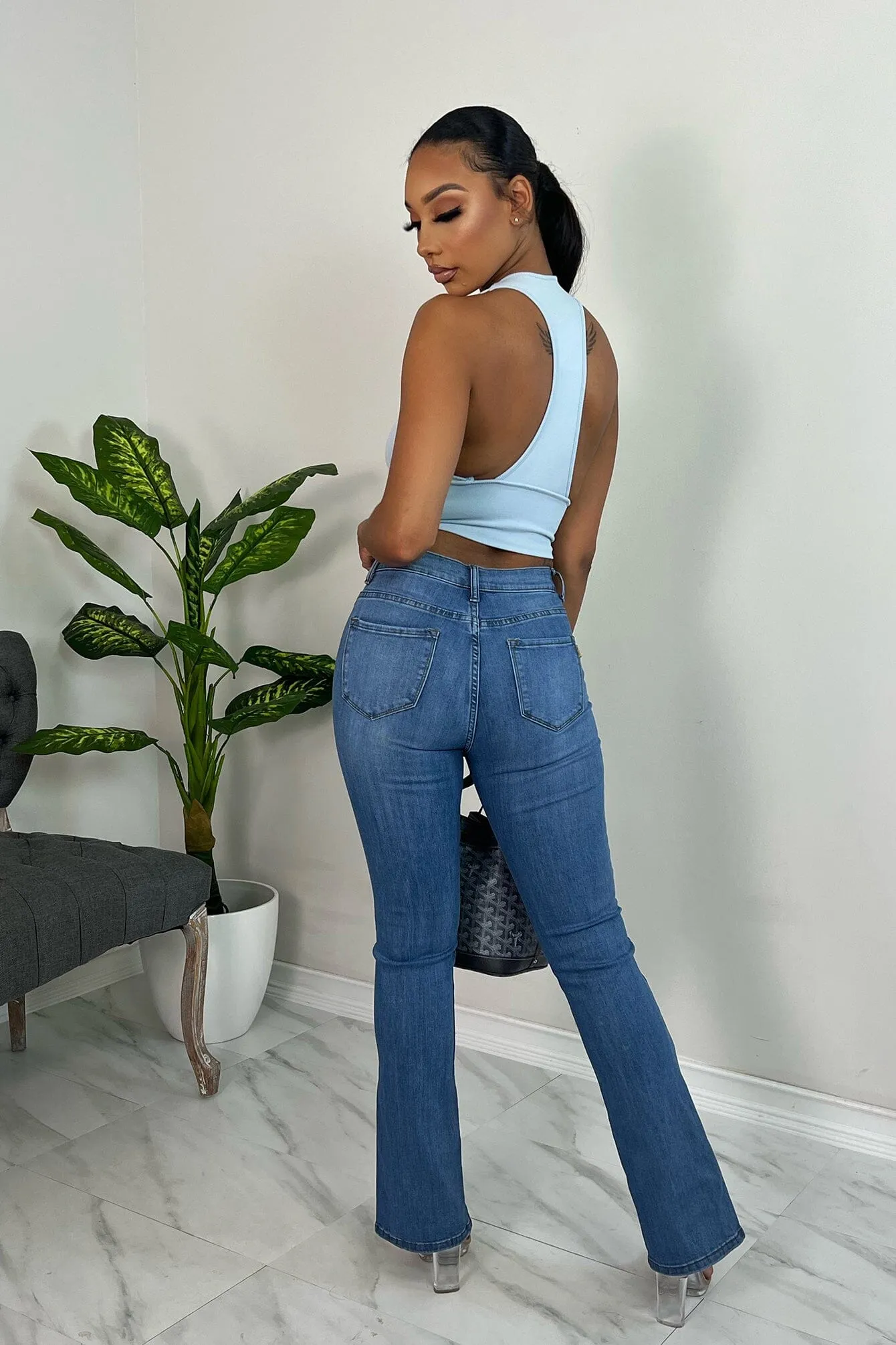 Ah Yah So Nice High Waist Front Split Straight Jeans