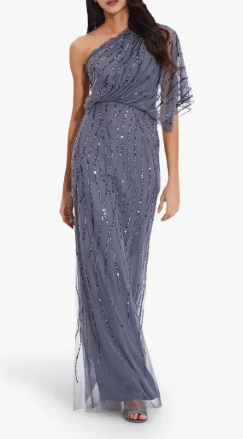 Art Deco Shoulder Gown Blue