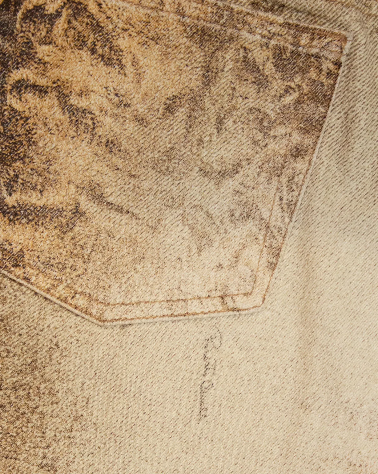 Beige Snake Print Jeans