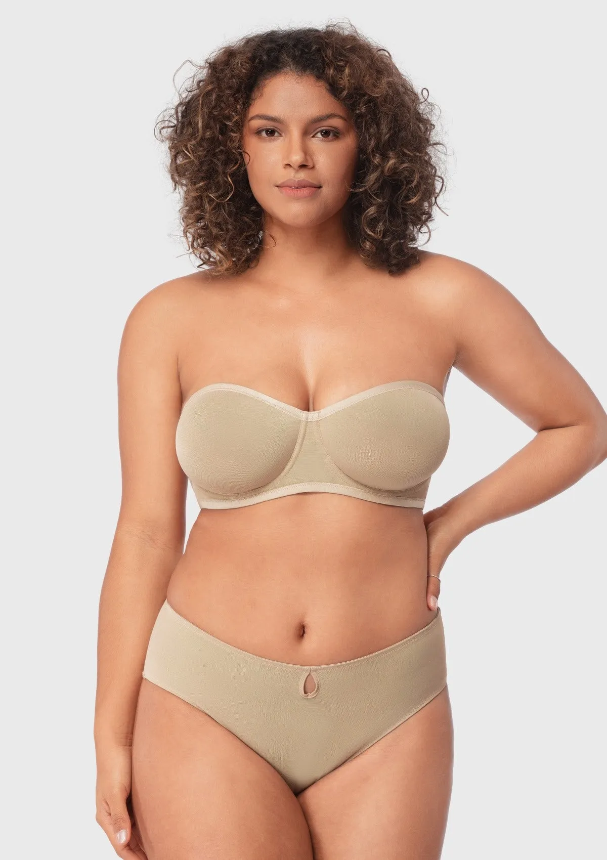 Bella Sheer Mesh Unlined Underwire Strapless Balconette Bra