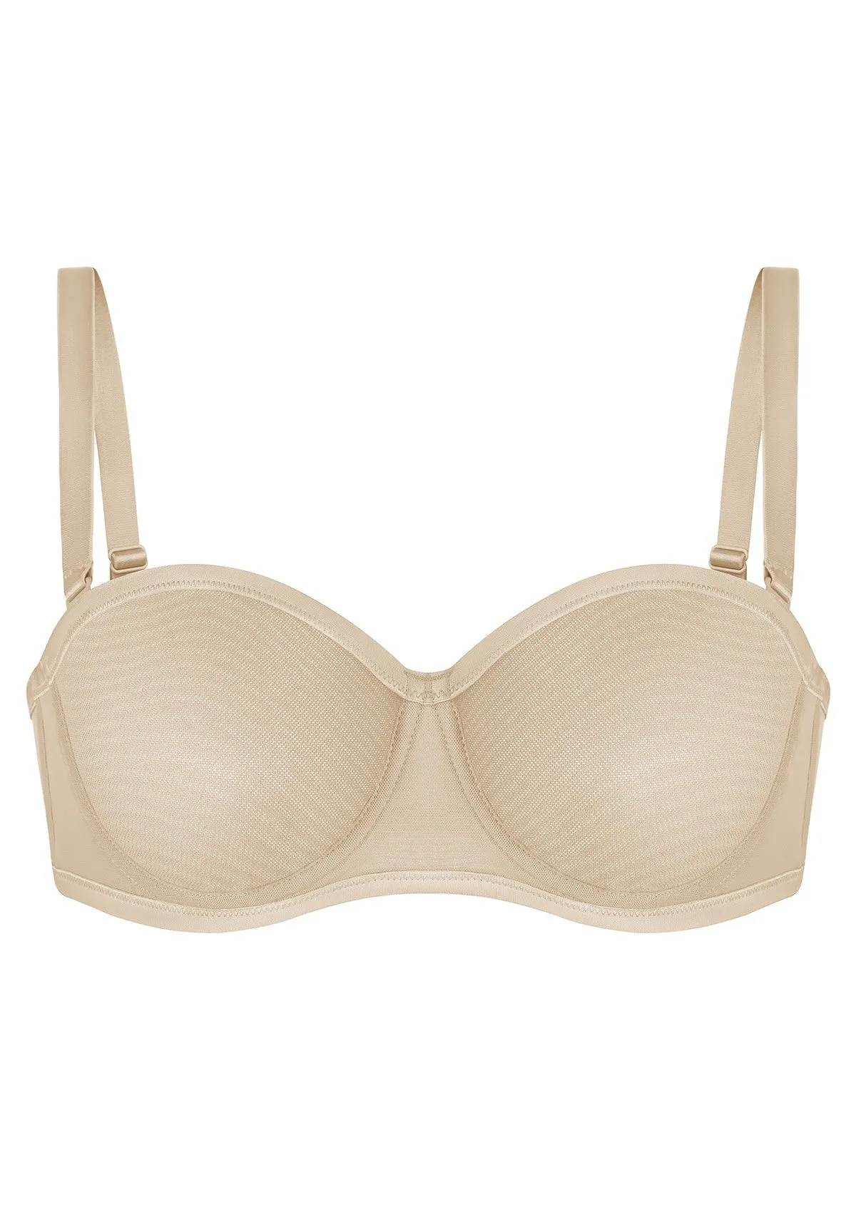 Bella Sheer Mesh Unlined Underwire Strapless Balconette Bra