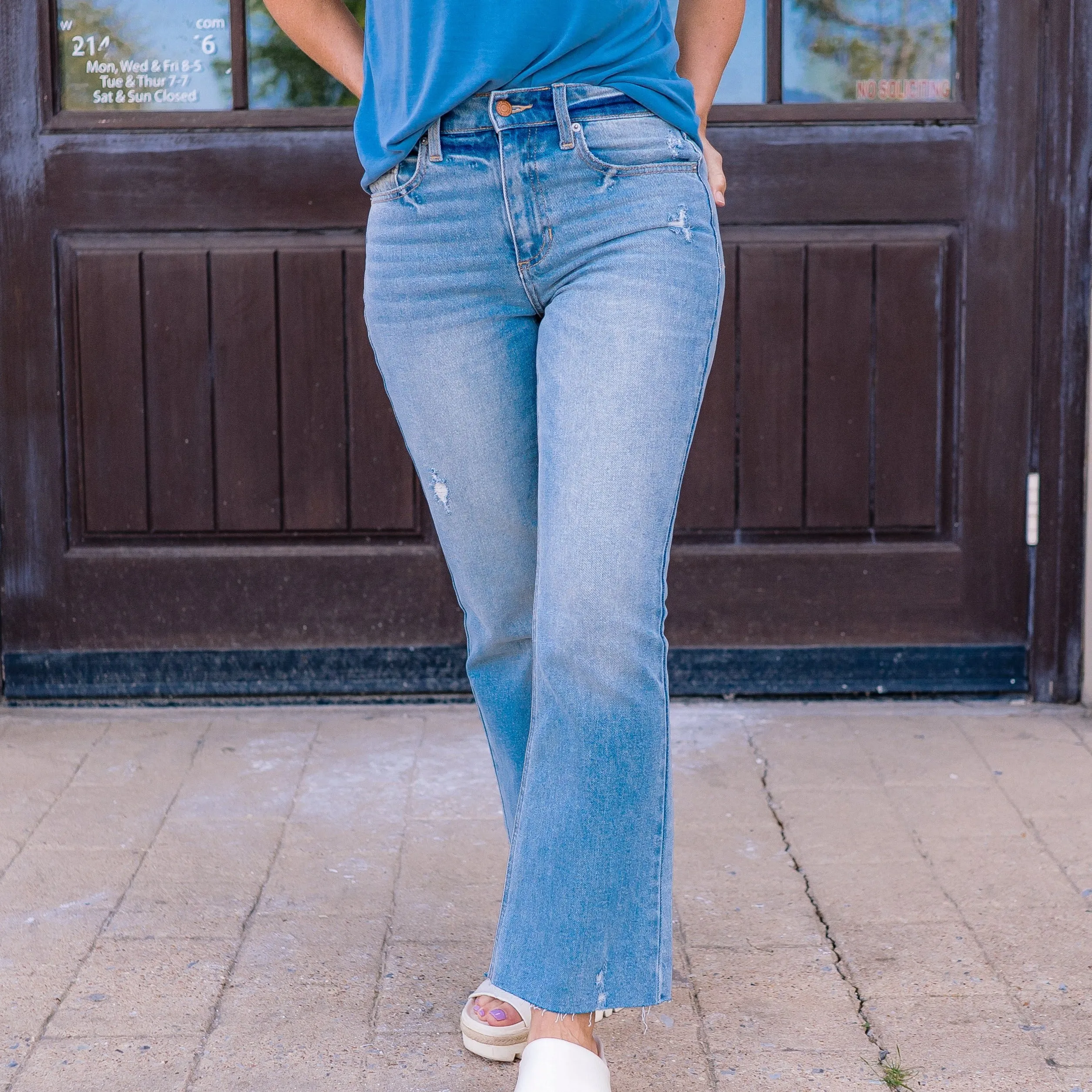 Belle Straight Leg Cropped Light Wash Jeans