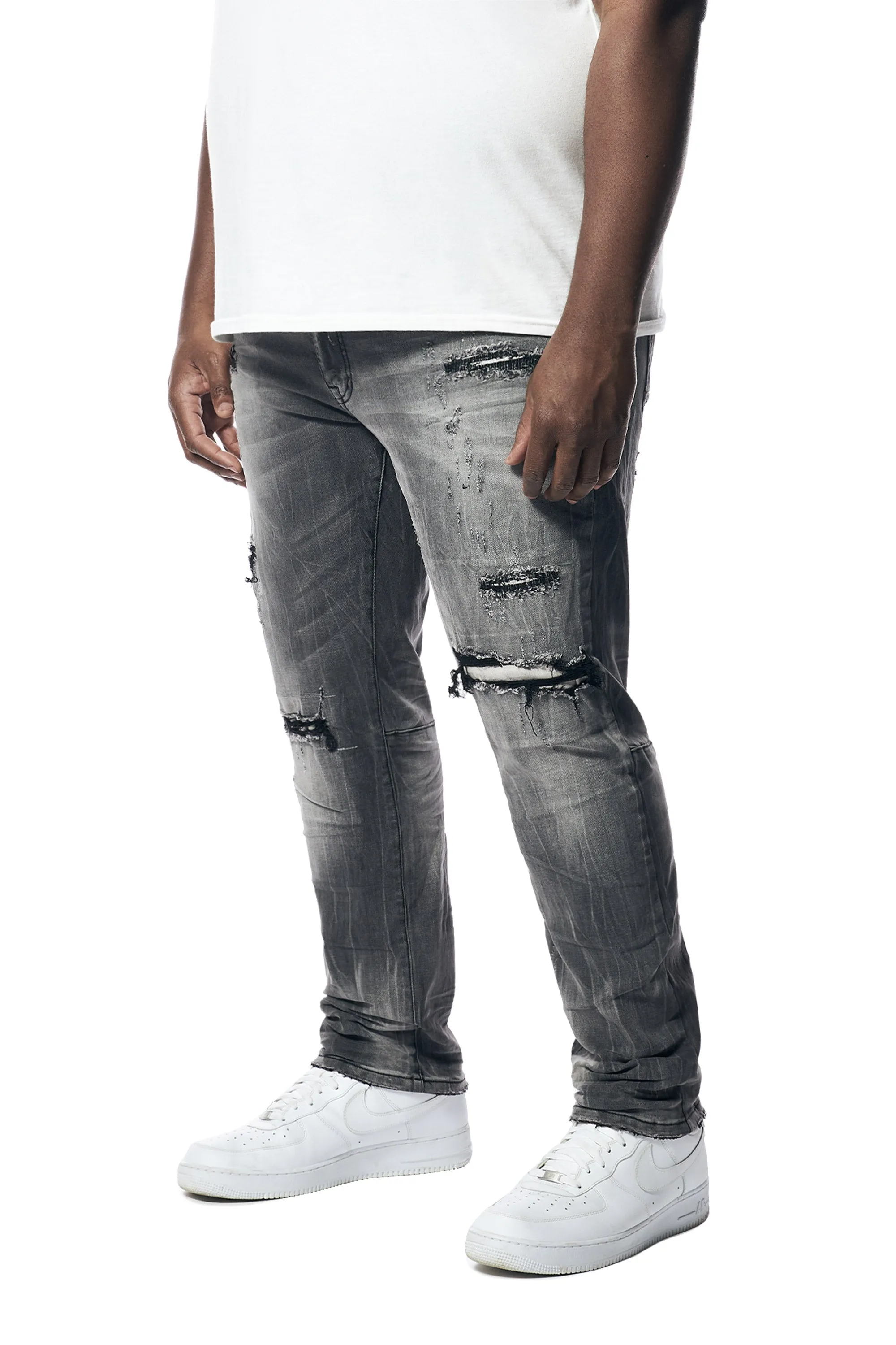 Big and Tall - Distressed Rip & Repair Jean - Pluto Grey