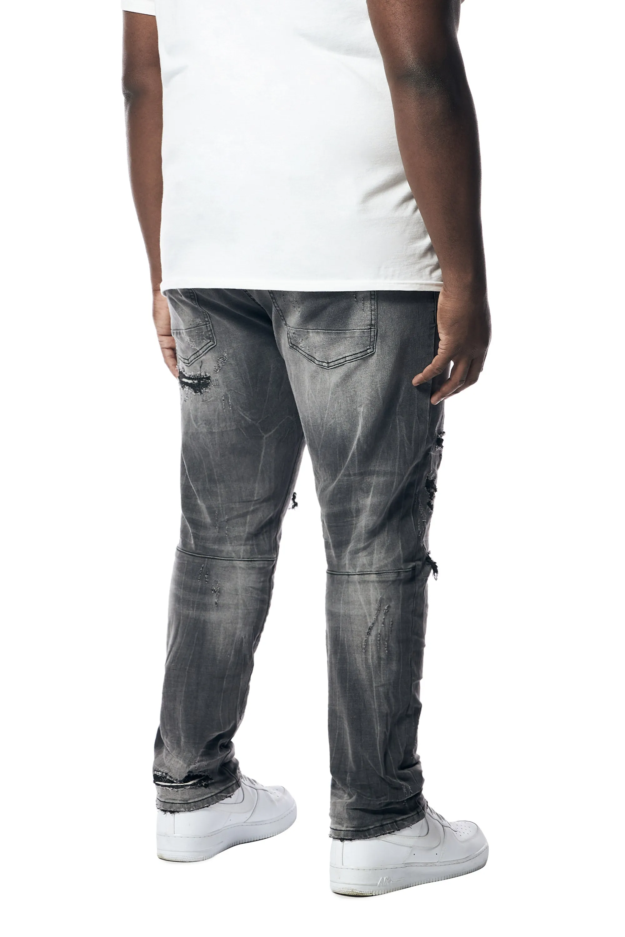 Big and Tall - Distressed Rip & Repair Jean - Pluto Grey