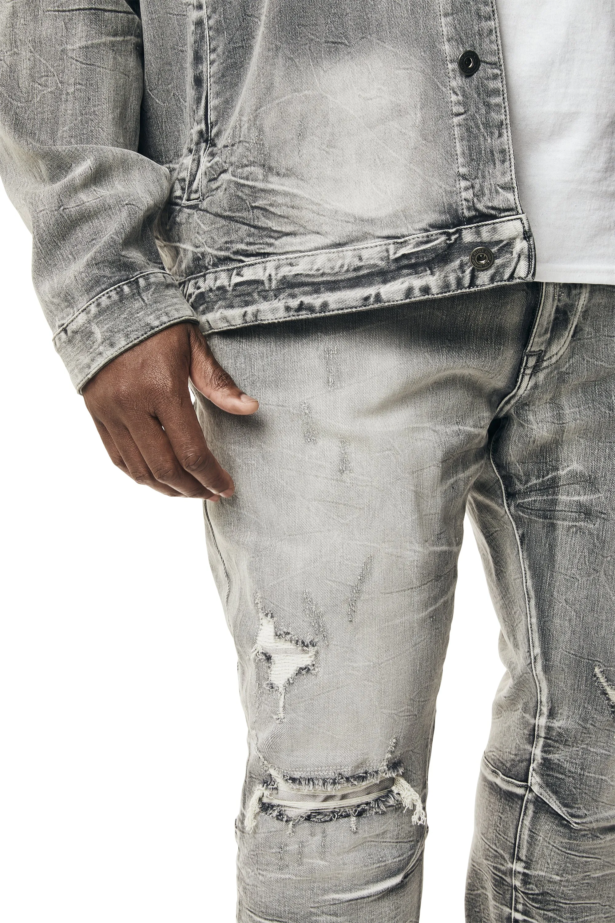 Big and Tall - Wave Effect Denim Jeans - Union Grey