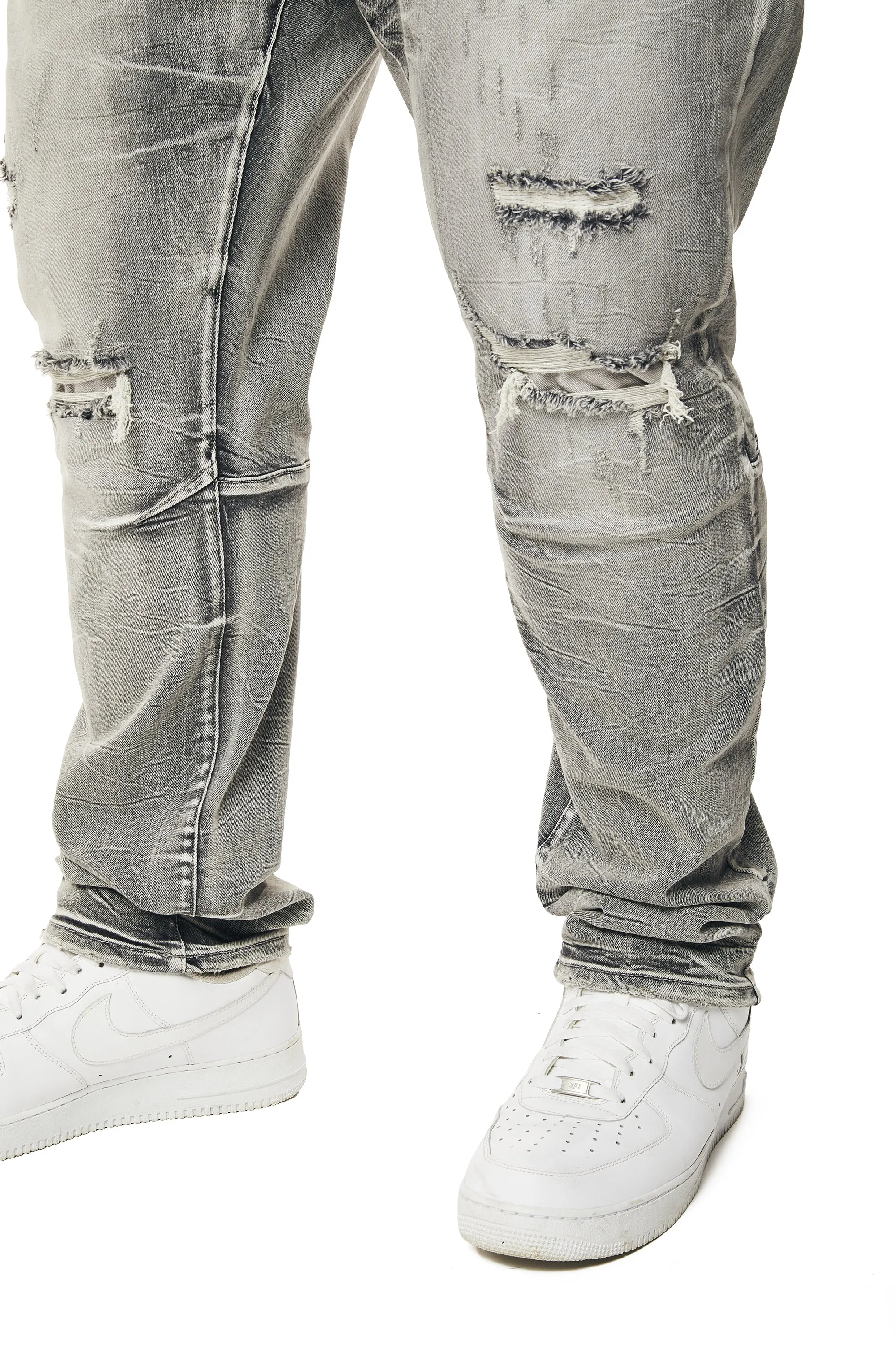 Big and Tall - Wave Effect Denim Jeans - Union Grey