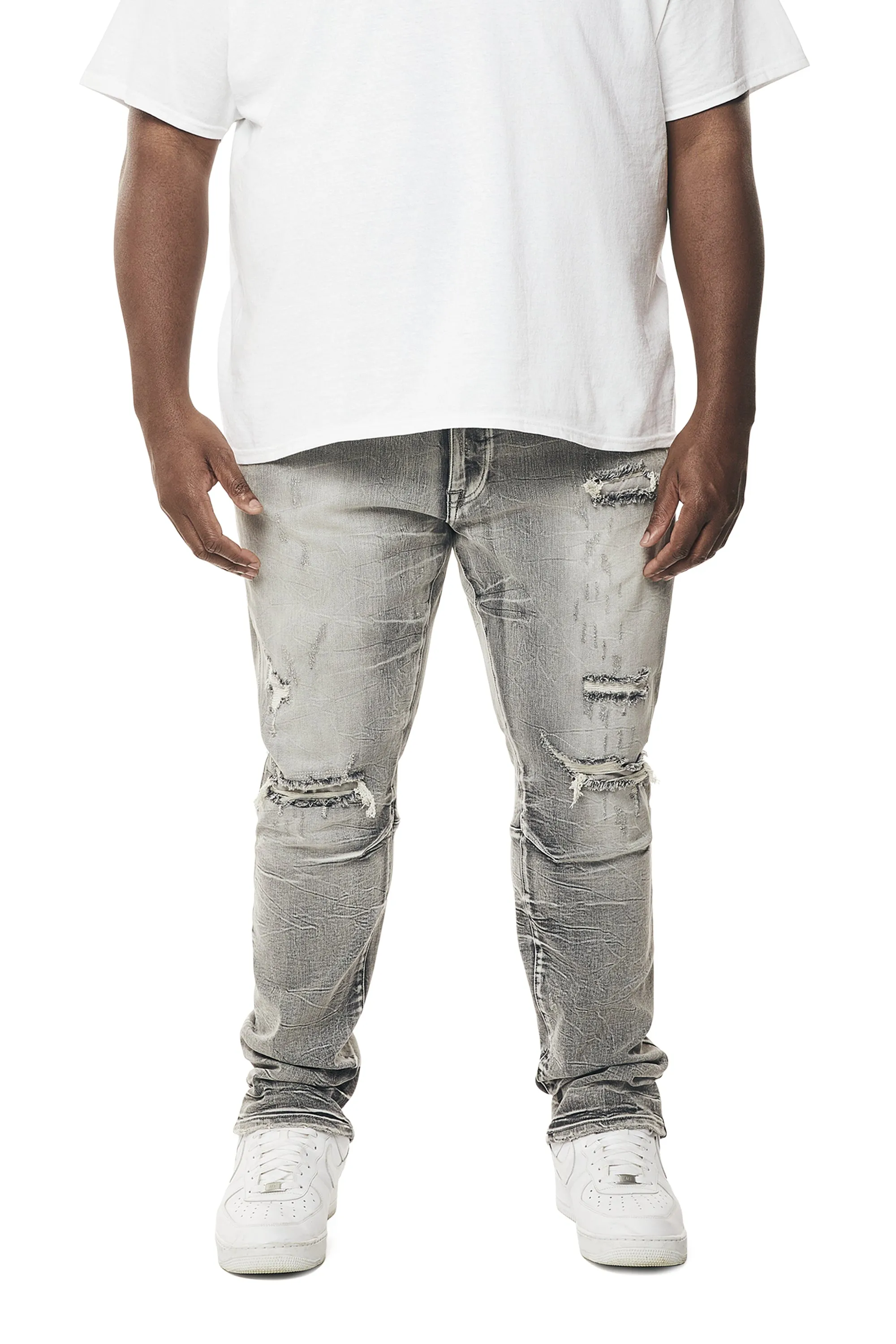 Big and Tall - Wave Effect Denim Jeans - Union Grey