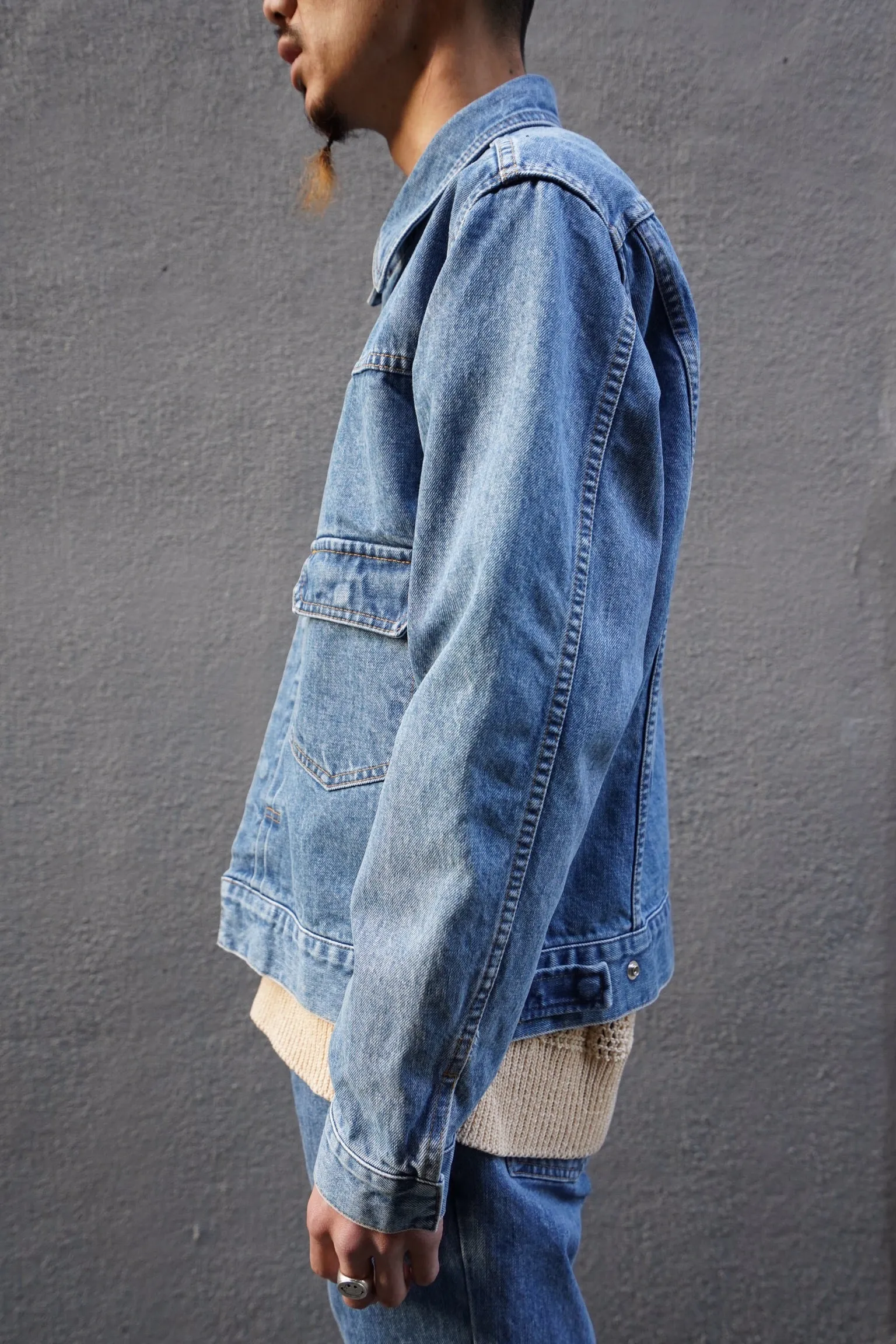 Bleaching Denim Blouson (L.BLUE)