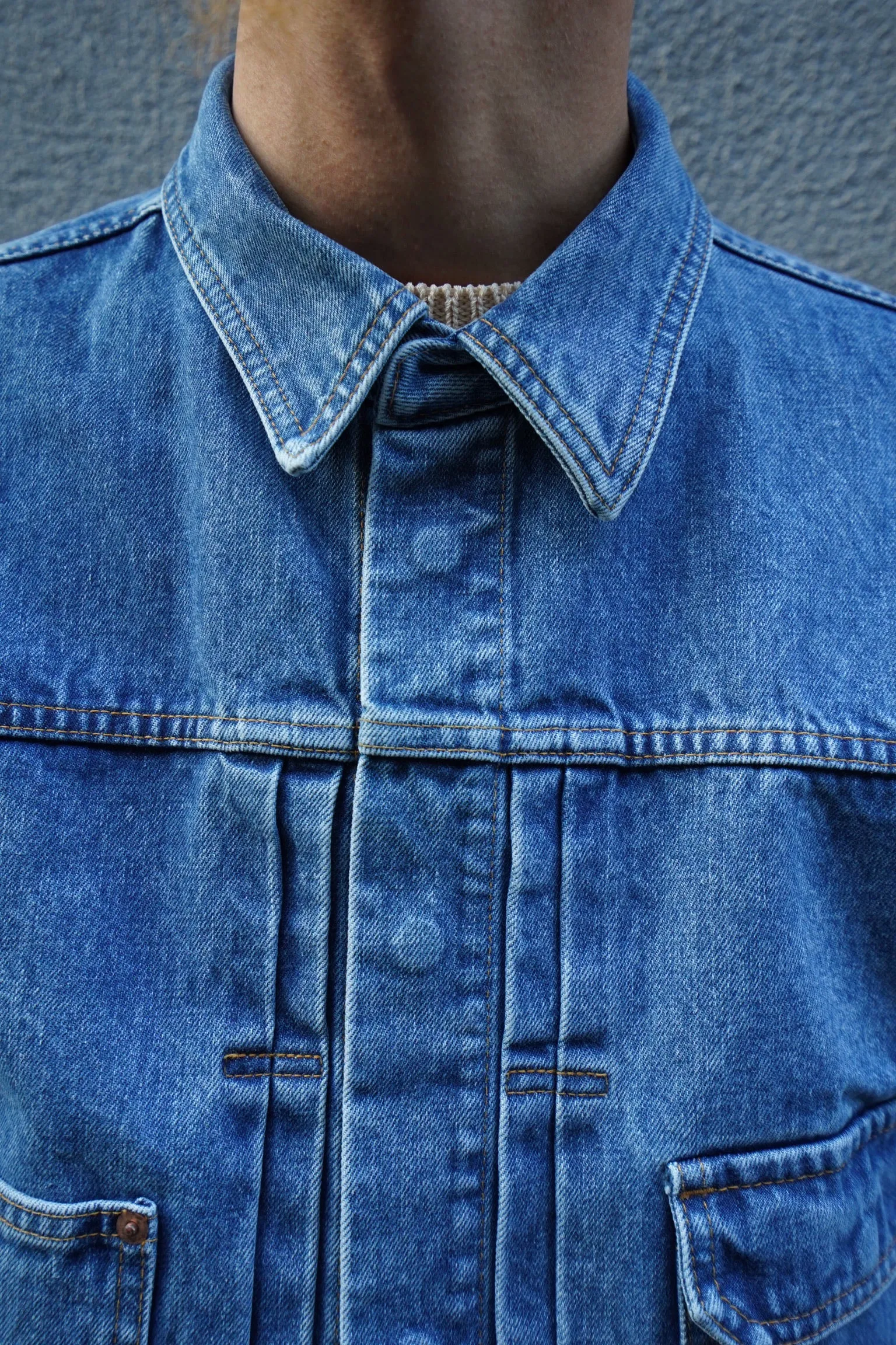 Bleaching Denim Blouson (L.BLUE)