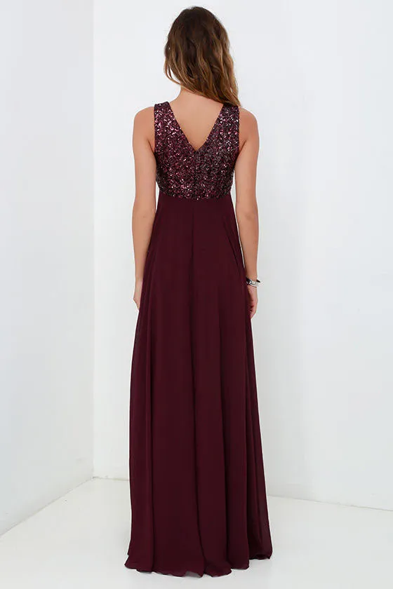 Burgundy A Line Floor Length Deep V Neck Sleeveless Bridesmaid Dresses, Wedding Party Dresses