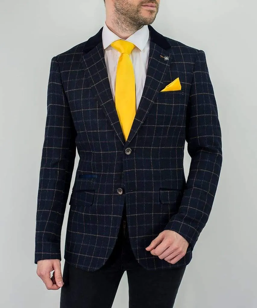 Cavani Shelby Men's Navy Blue Tweed Jacket