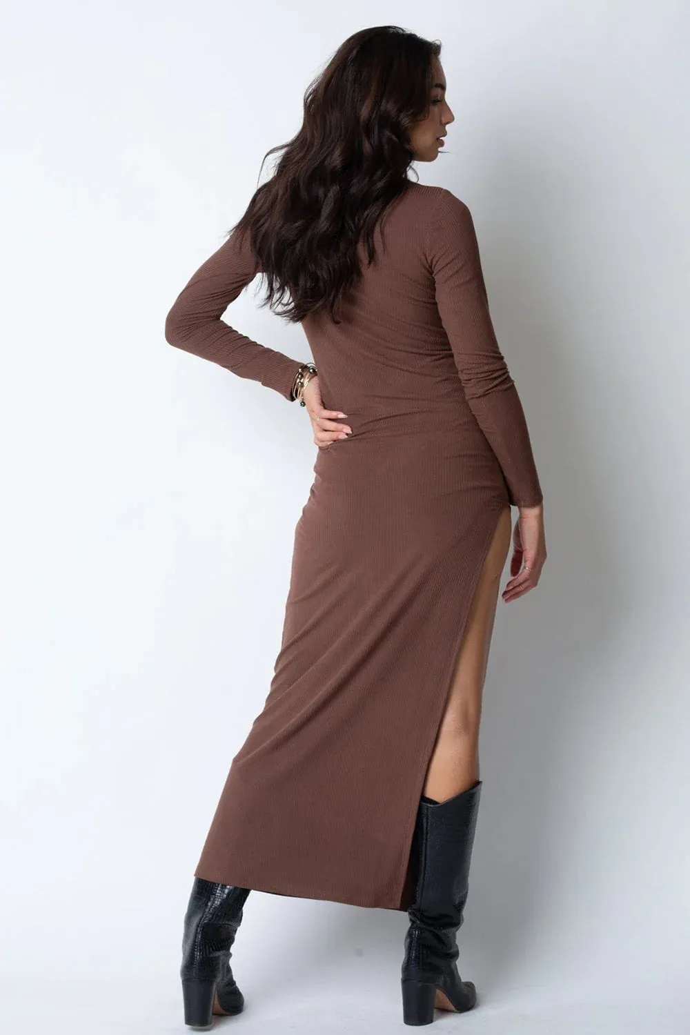 Chocolate Rib Long Sleeve Maxi