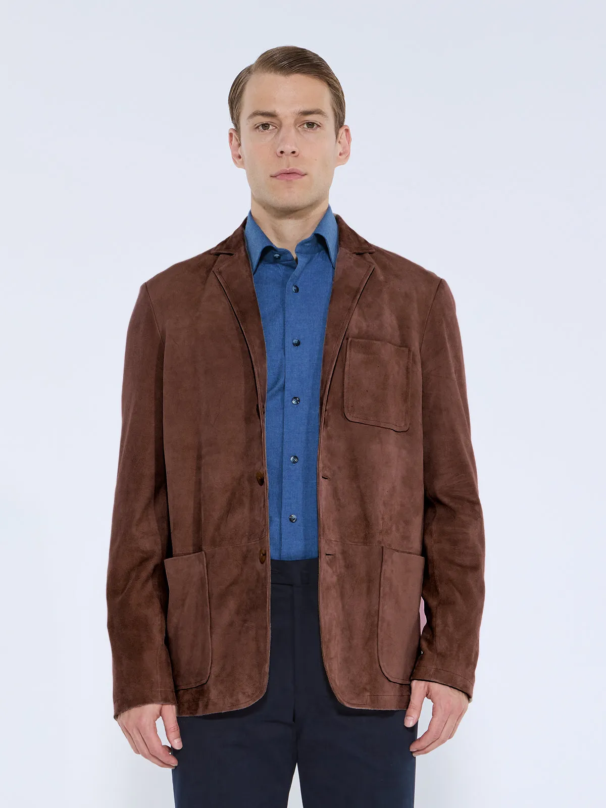 Chocolate Suede Patch Pocket Jacket