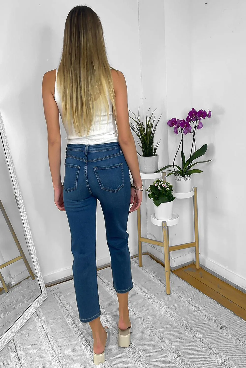 Contrast Stitch Cropped Jeans