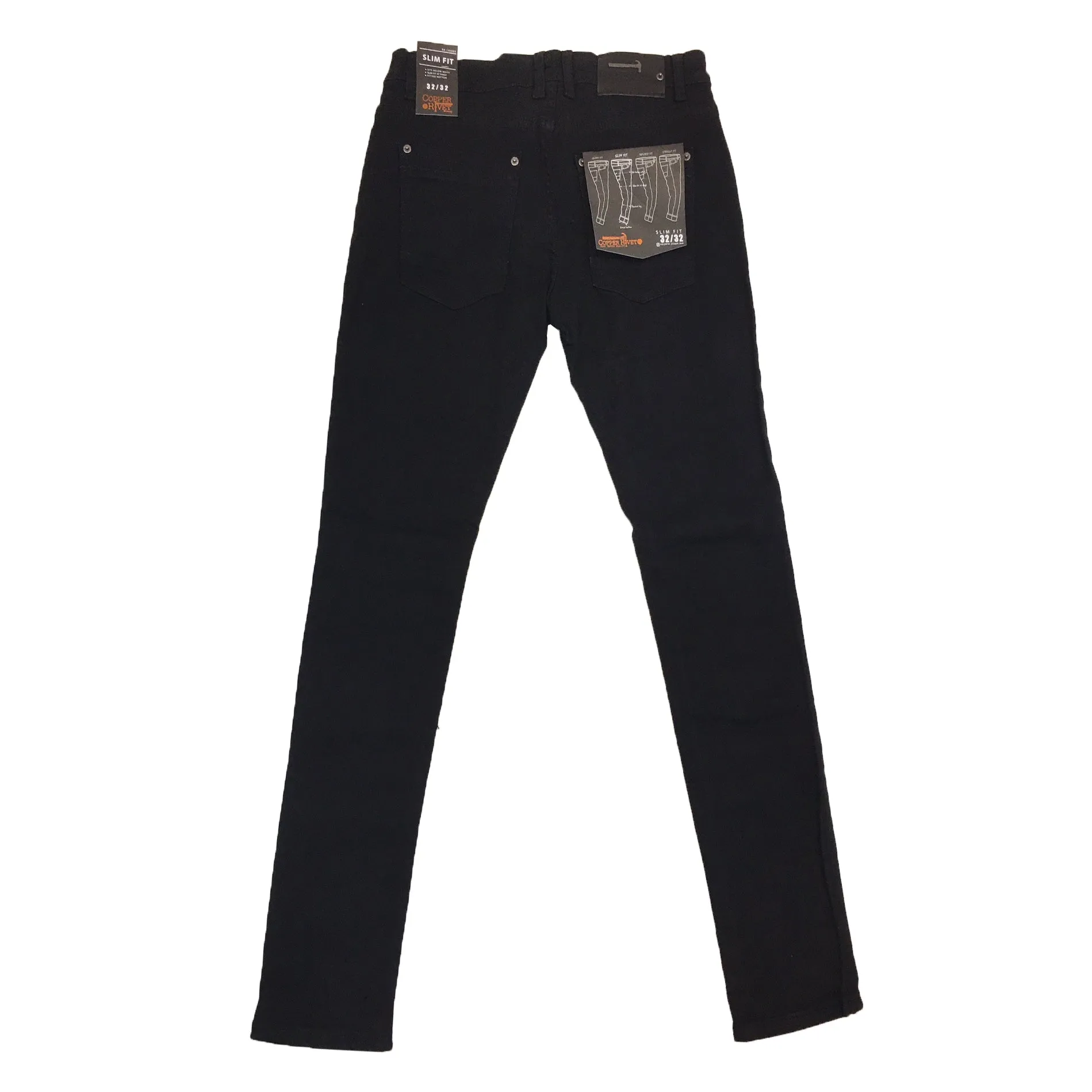 Copper Rivet Plain Slim Jean (Black)