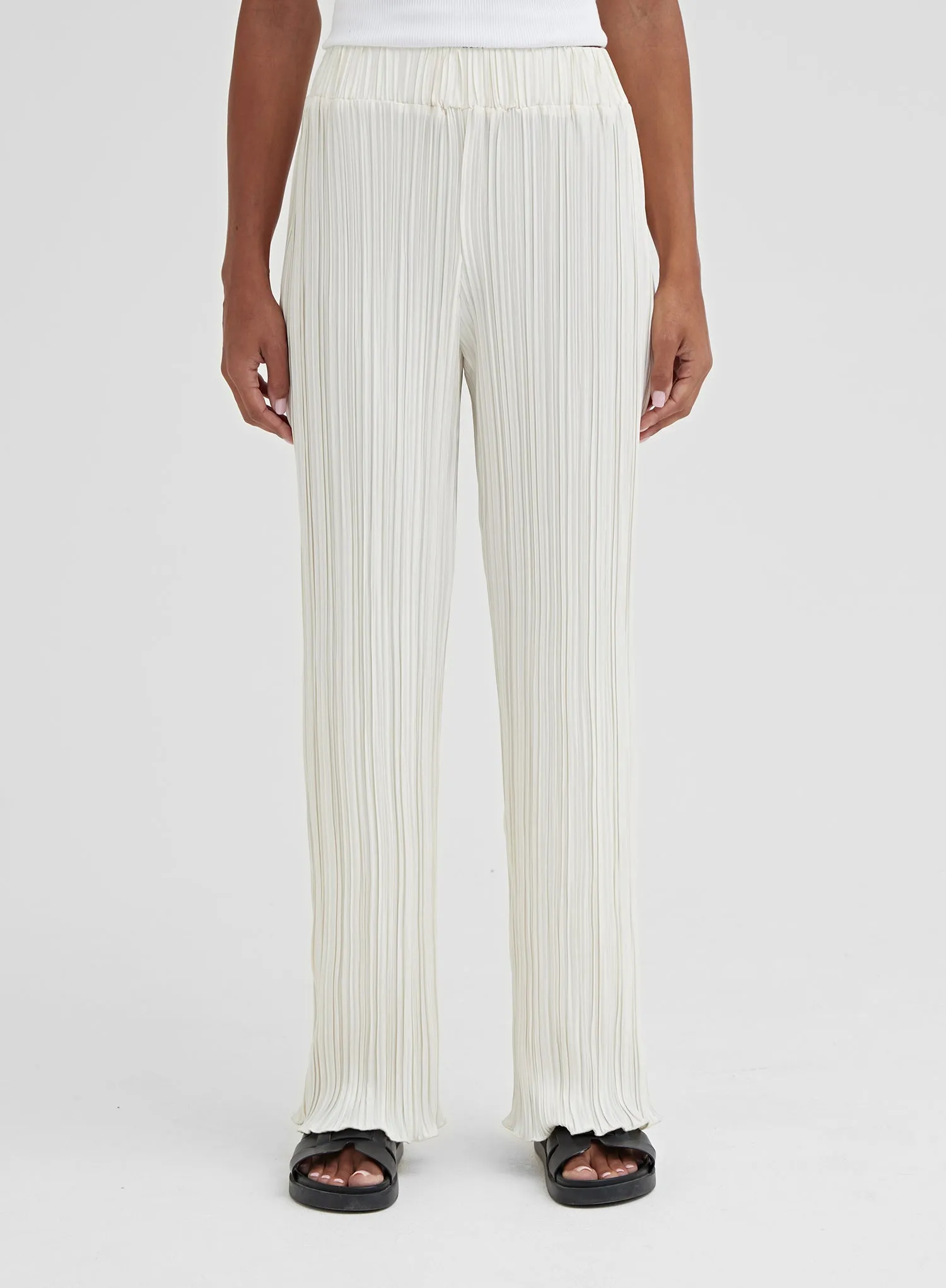 Cream Plisse Trousers - Palais