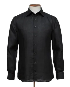 Crest Shirt - Black Linen