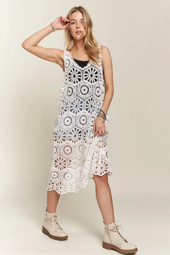 Crochet Midi Dress Coverup