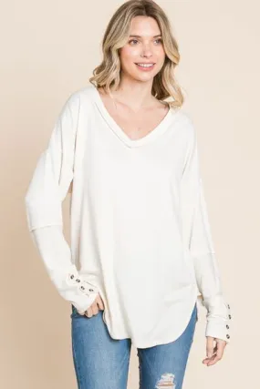 Culture Code Full Size V-Neck Dropped Shoulder Blouse