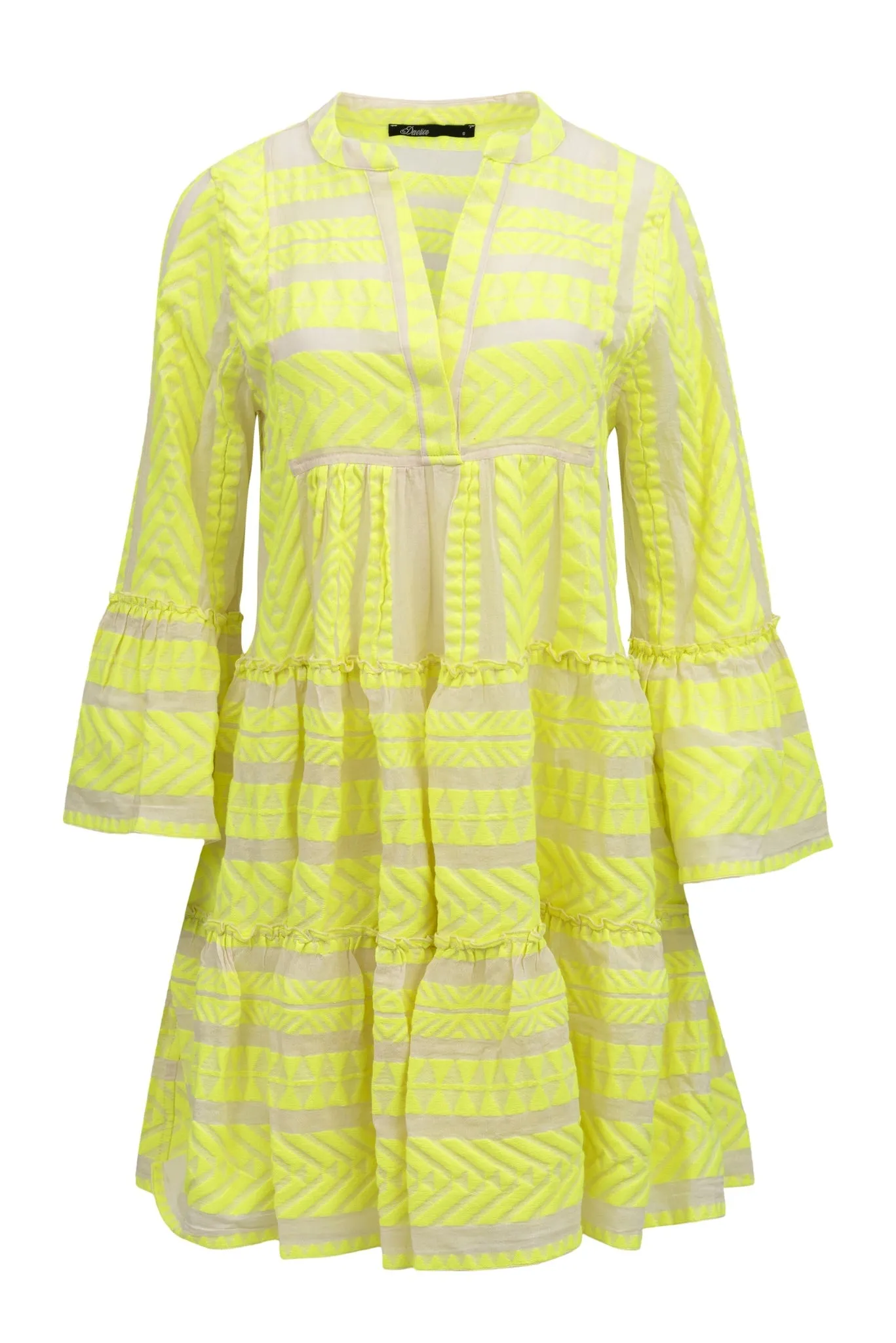 DEVOTION TWINS Ella MIDI Dress | NEON LIME on OFF WHITE