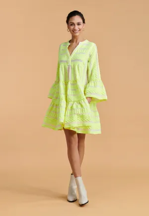 DEVOTION TWINS Ella Mini Dress | NEON LIME on OFF WHITE