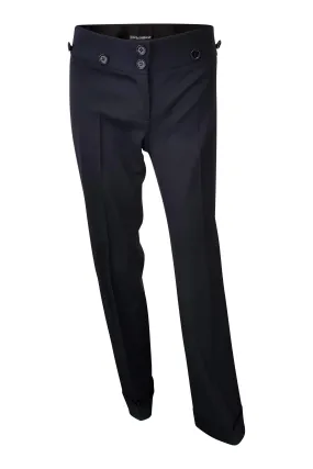 DOLCE & GABBANA Black Tailored Button Straight Leg Trousers (IT 38)