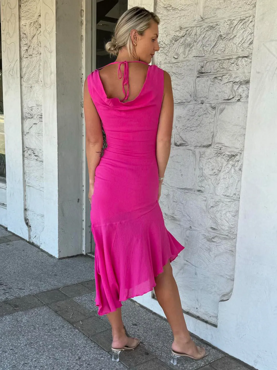 Dominique Midi Dress - Fuchsia