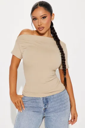 Don't Mind Me One Shoulder Top - Taupe