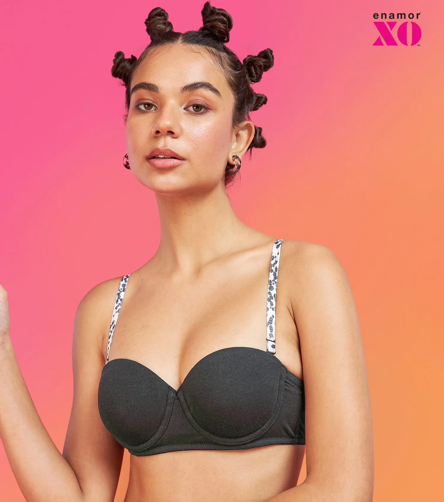 Enamor XO Graphite Wired Padded Strapless Bra - Kimmie