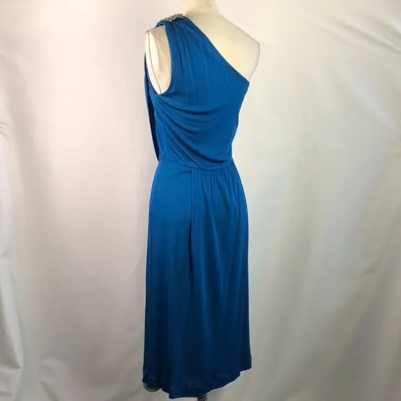 FendiCobaltBlue One Shoulder With Beaded Evening Dress