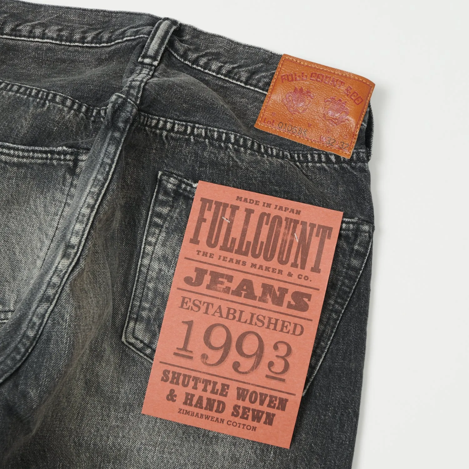 Full Count 0105BKHW 13.7oz Wide Straight Jean - Black Dartford Wash