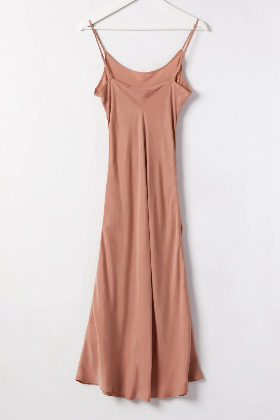 Golden Hour Toffee Cupro Bias Slip Midi Dress