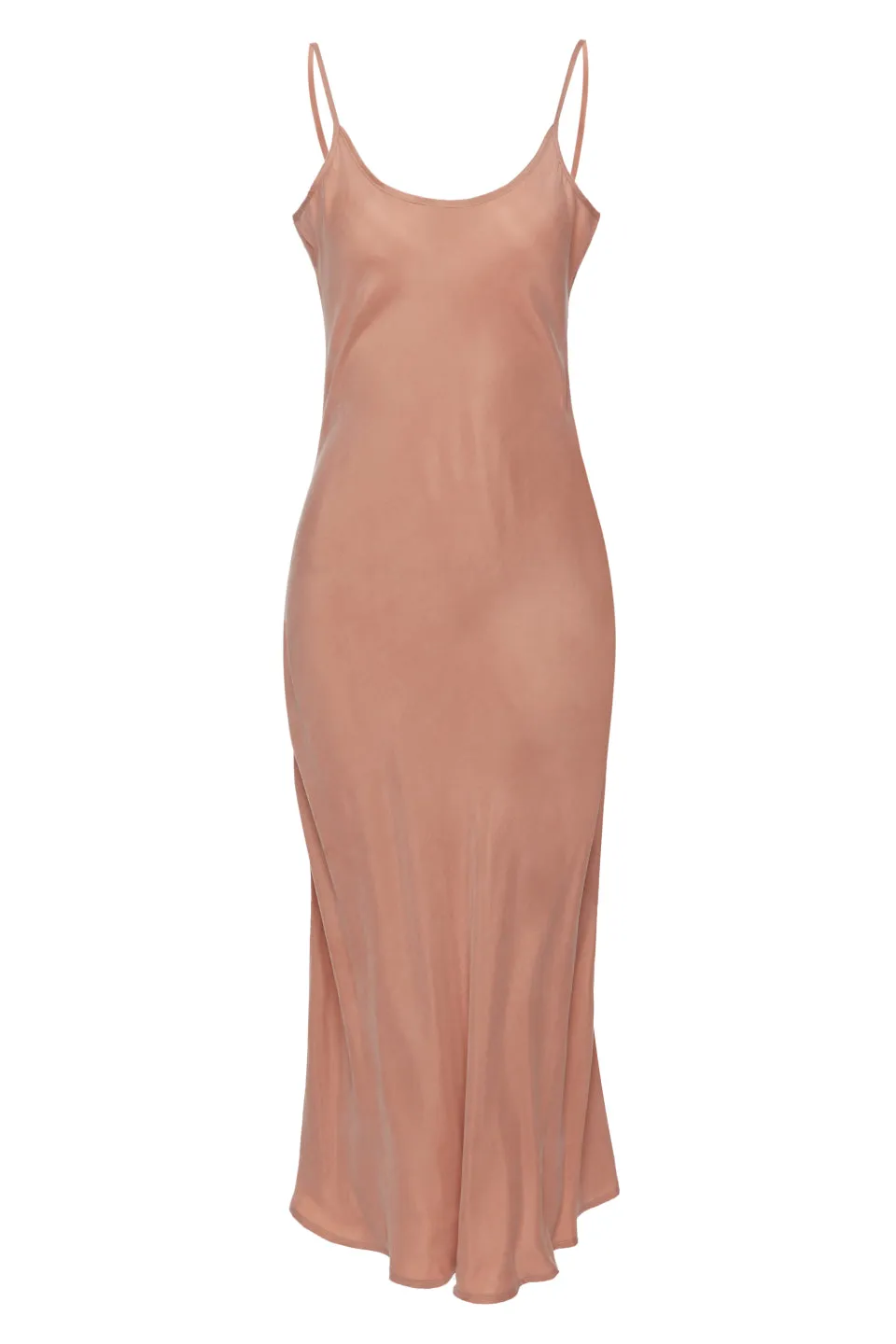 Golden Hour Toffee Cupro Bias Slip Midi Dress