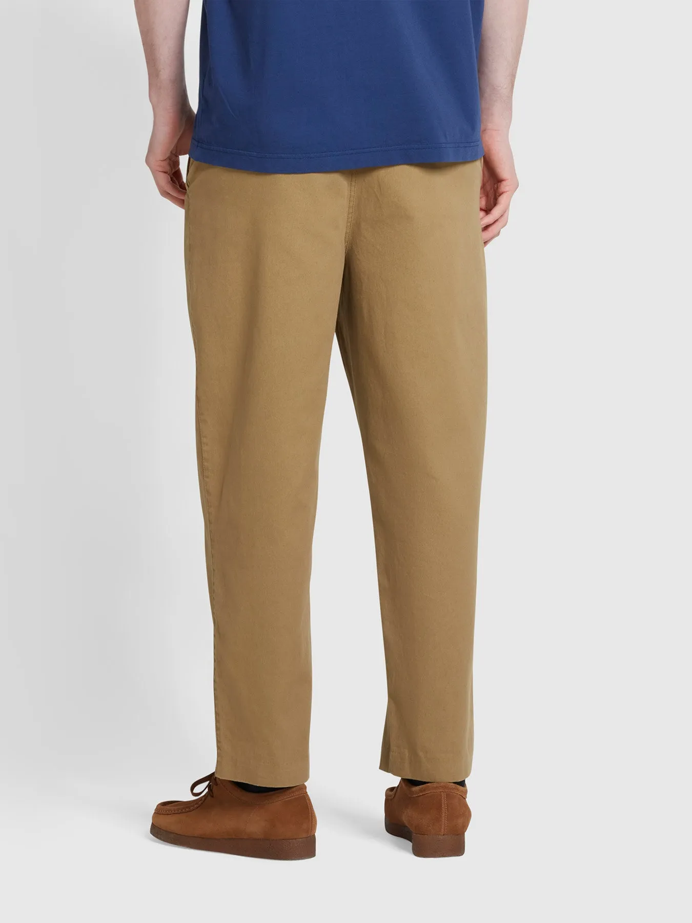 Hawtin Relaxed Tapered Fit Popperback Trousers In True Khaki