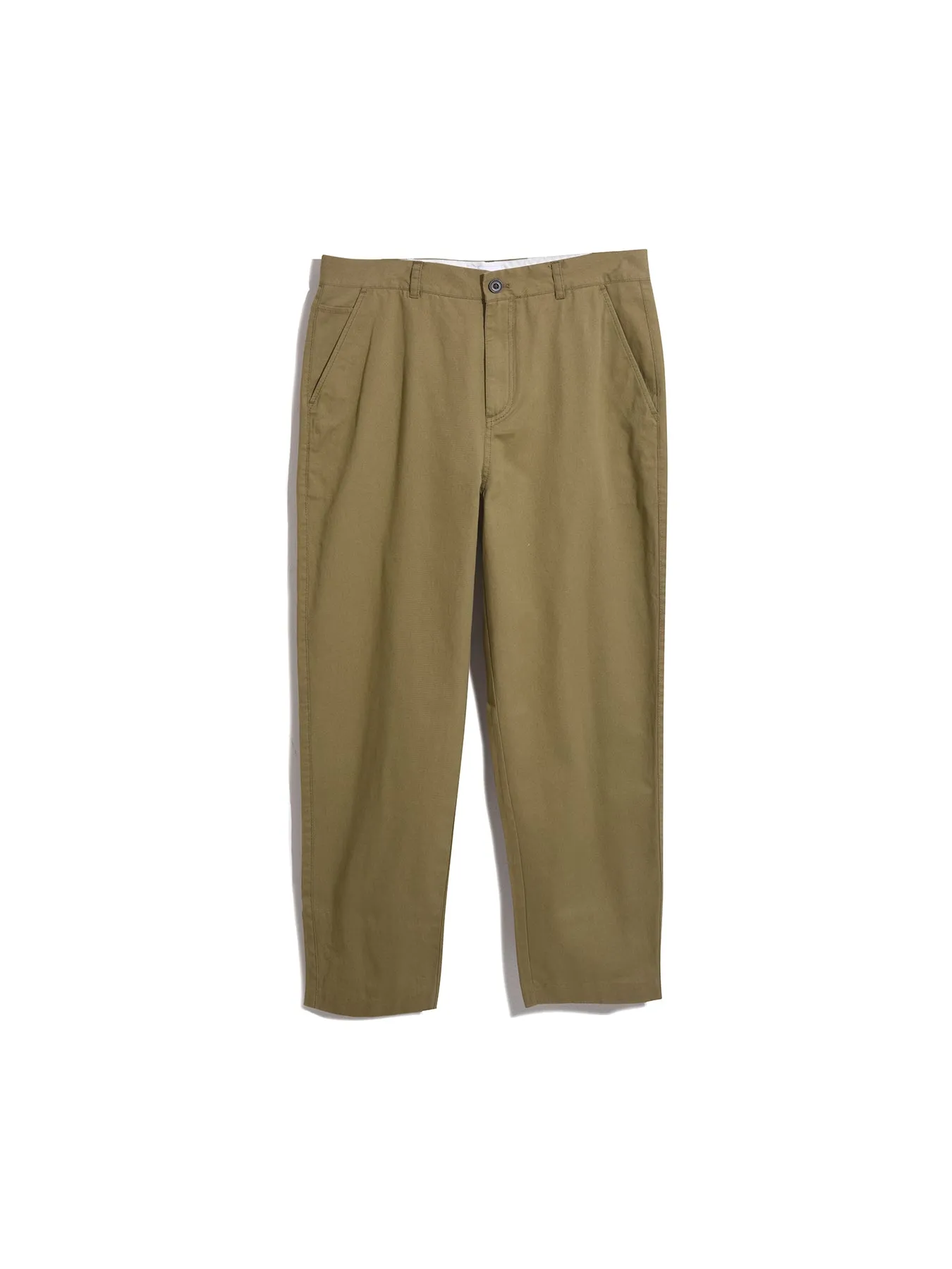 Hawtin Relaxed Tapered Fit Popperback Trousers In True Khaki