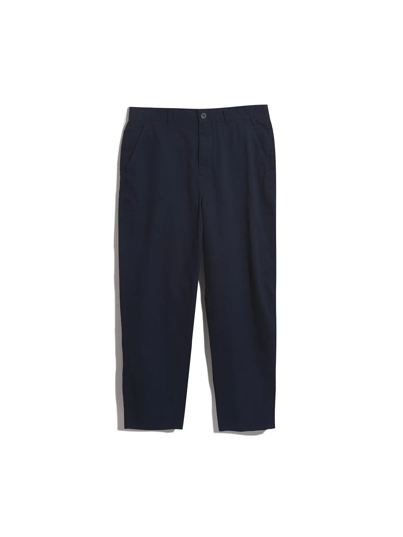 Hawtin Relaxed Tapered Fit Popperback Trousers In True Navy