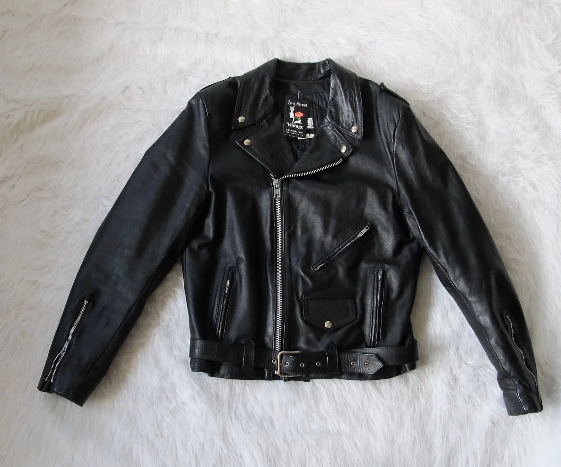 INDIAN MOTORCYCLE 90s Baja California Leather Biker Jacket, Medium Large