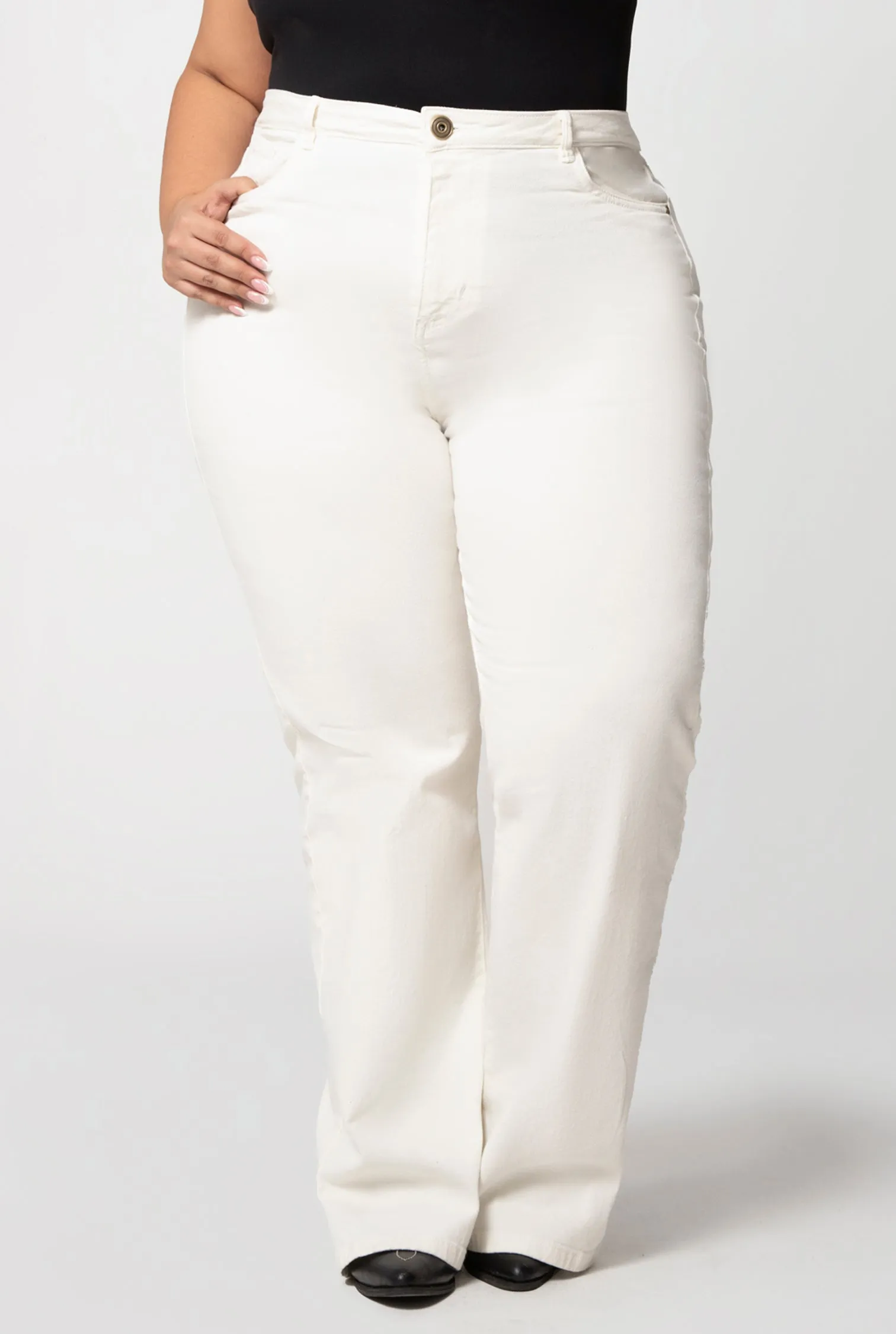 JEAN DAMA WIDE LEG IVORY 9709 PL