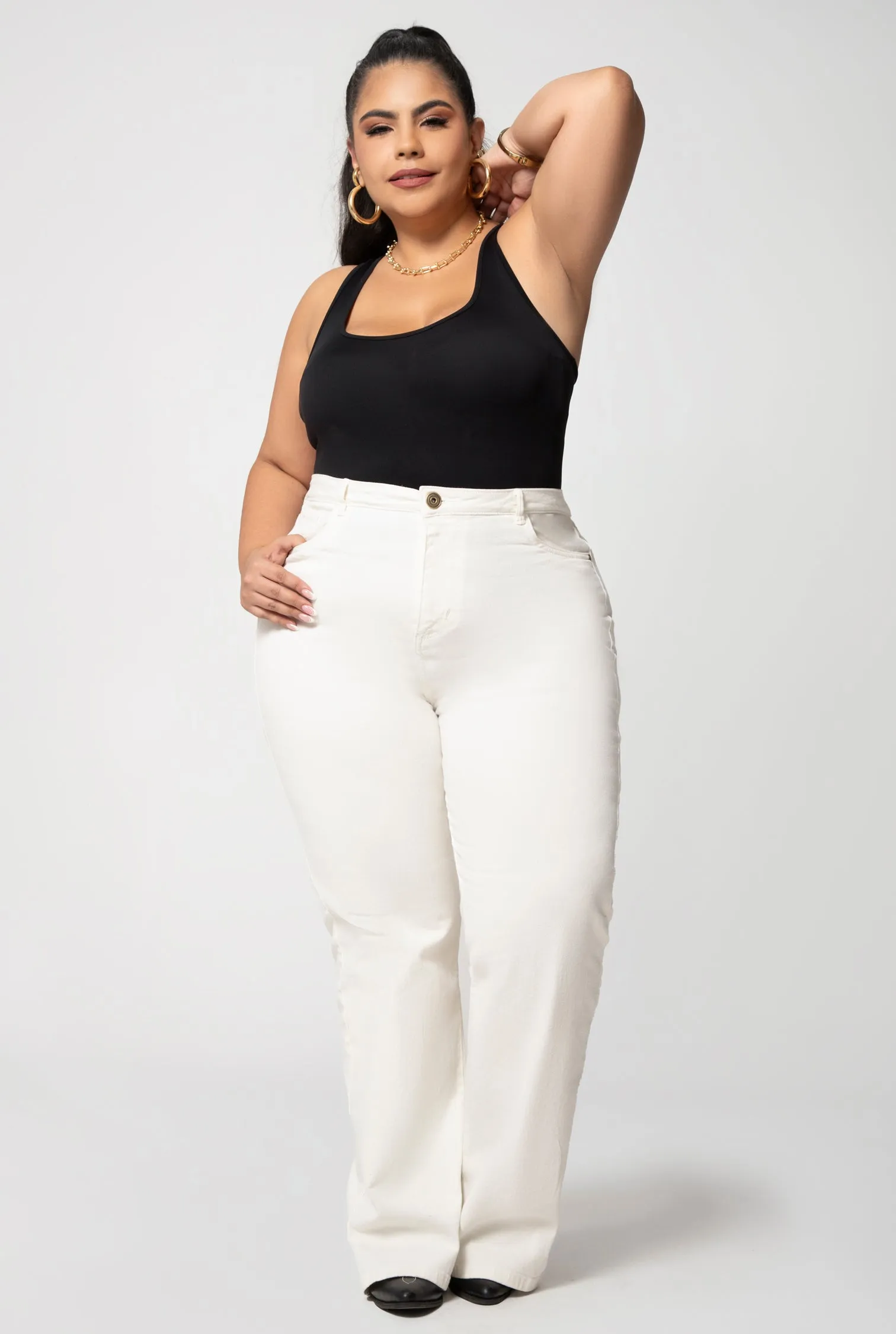 JEAN DAMA WIDE LEG IVORY 9709 PL