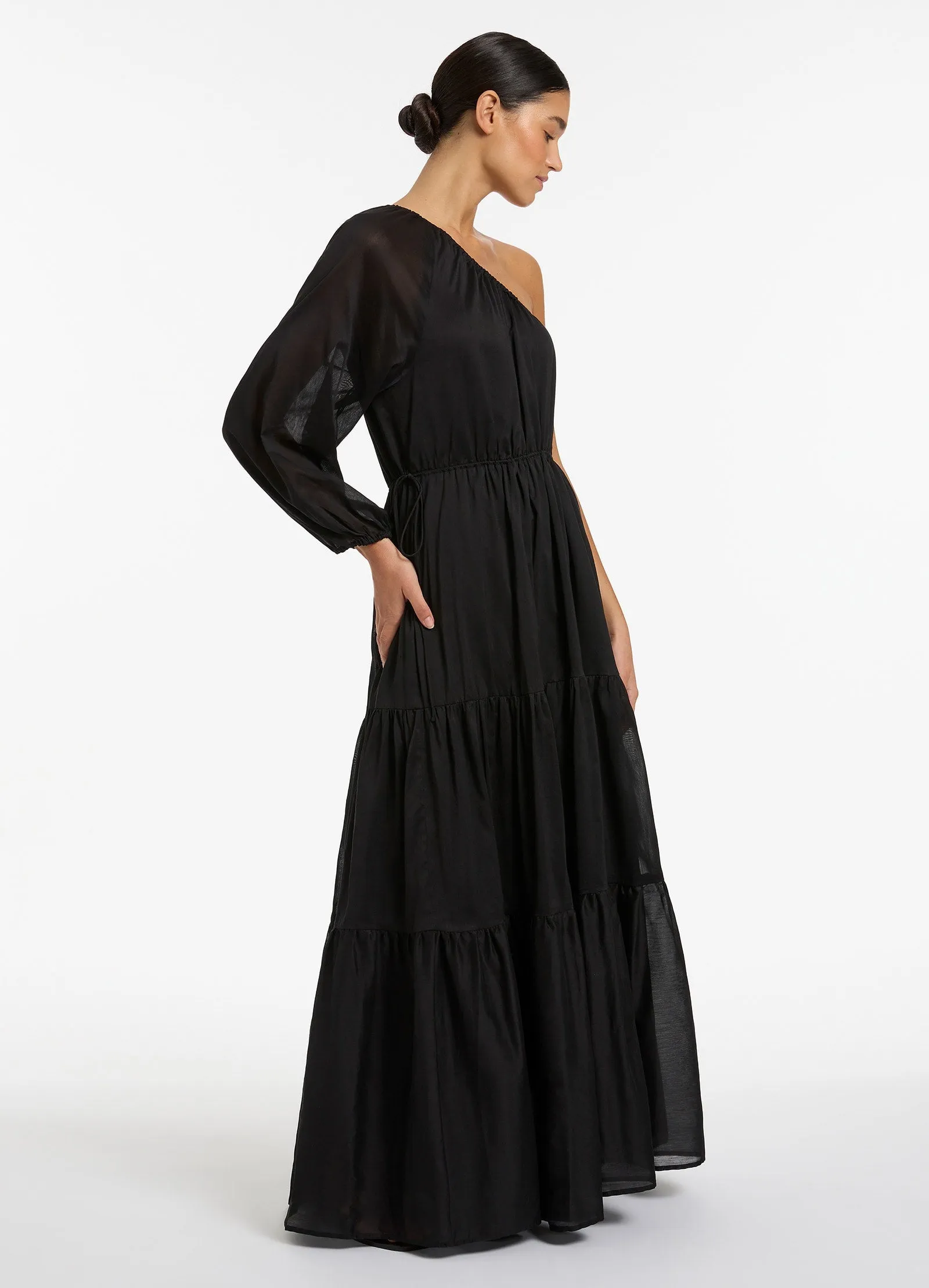 Jetset One Shoulder Maxi Dress  - Black