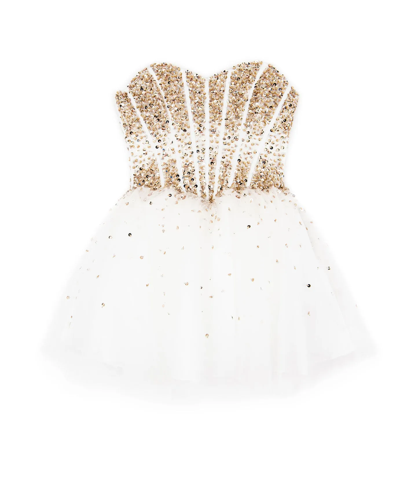 Jovani Girls White and Gold Beaded Corset Dress