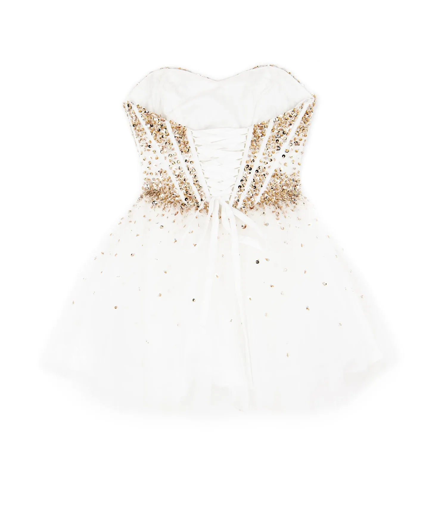 Jovani Girls White and Gold Beaded Corset Dress