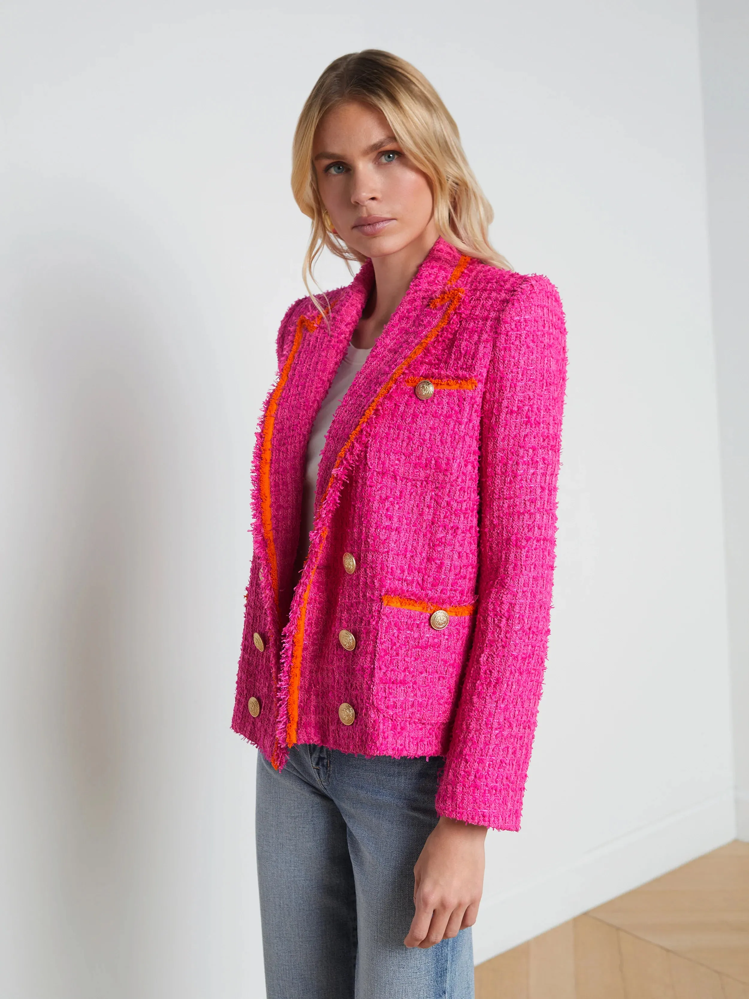 L’agence - Alectra Tweed Jacket - Rhodamine/Glow Orange